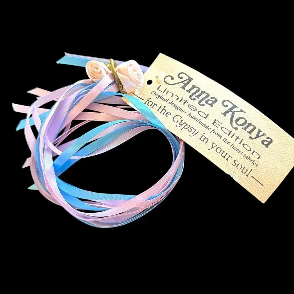 Set 2 Purple Blue Renaissance Faire Ribbon Rose Streamers Anna Konya Fairycore